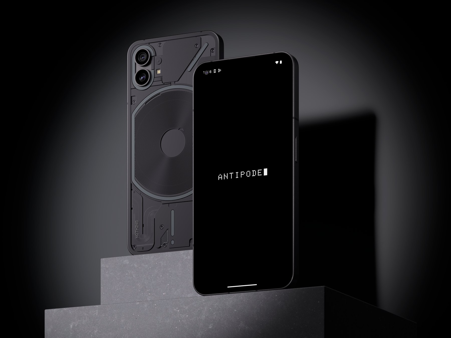 ANTIPODE startup screen on a phone